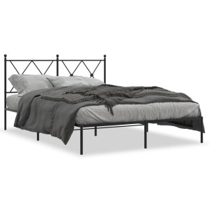 Estructura de cama con cabecero metal negro 140x190 cm D