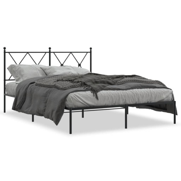 Estrutura de cama com cabeceira de metal preto 140x190 cm D