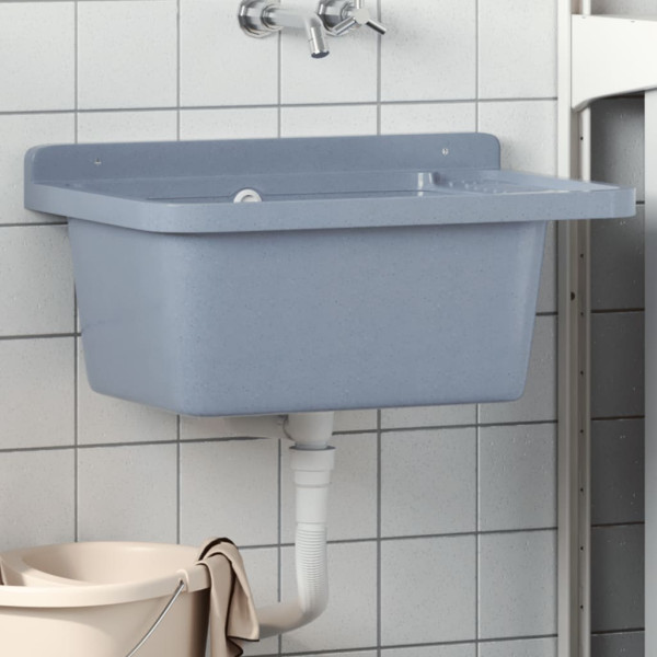 Fregadero lavabo de pared resina gris 60x40x28 cm D