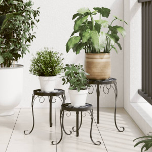 Soportes para plantas 3 uds cerámica negro y blanco D