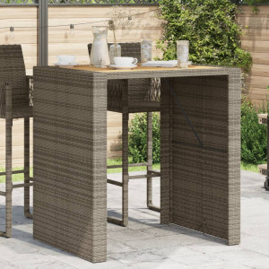 Mesa de jardín superficie de madera ratán PE gris 105x80x110cm D