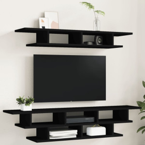 Muebles de TV de pared madera de ingeniería negro D