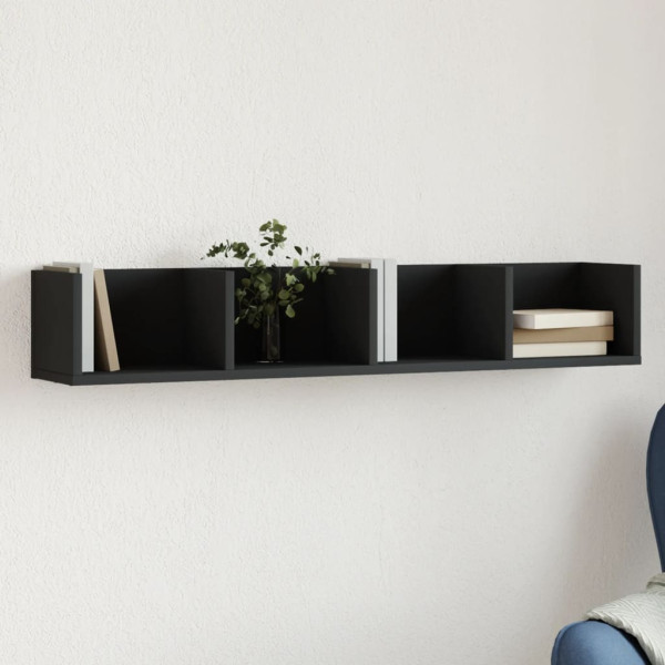 Mueble de pared de madera de ingeniería negro 99x18x16.5 cm D