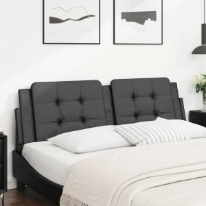 Cabecero de cama acolchado cuero sintético negro 160 cm D