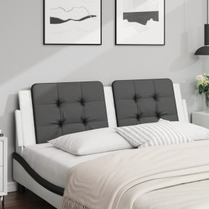 Cabeça de cama acolchoado sintético preto couro branco 160 cm D