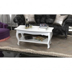 Mesa de centro de 2 níveis de MDF branco D