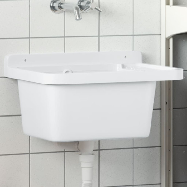 Fregadero lavabo de pared resina blanco 50x35x24 cm D