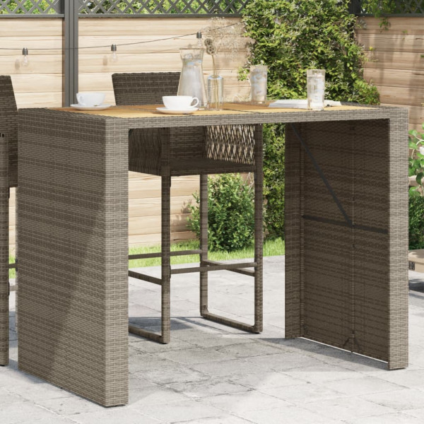 Mesa de jardín superficie de madera ratán PE gris 145x80x110 cm D