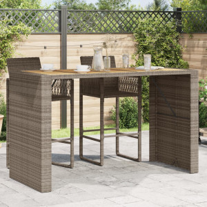 Mesa de jardín superficie de madera ratán PE gris 185x80x110 cm D