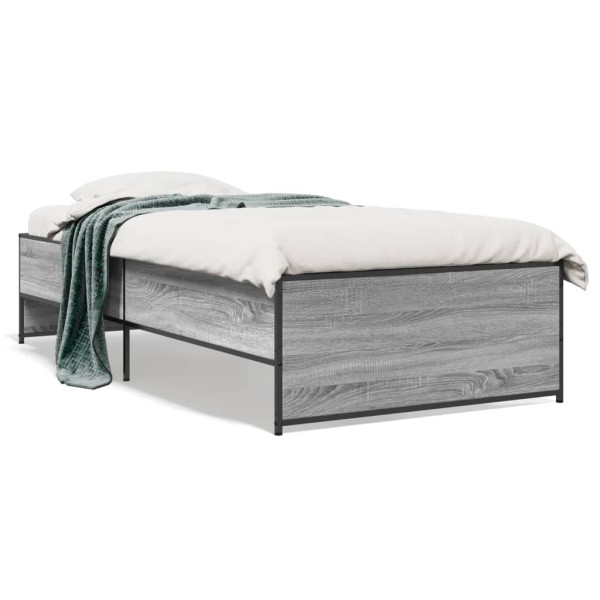 Estrutura cama madeira engenharia de metal cinza Sonoma 100x200 cm D