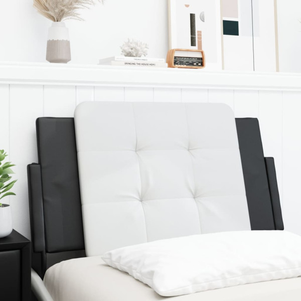 Cabeça de cama acolchoado preto e branco couro sintético 80 cm D