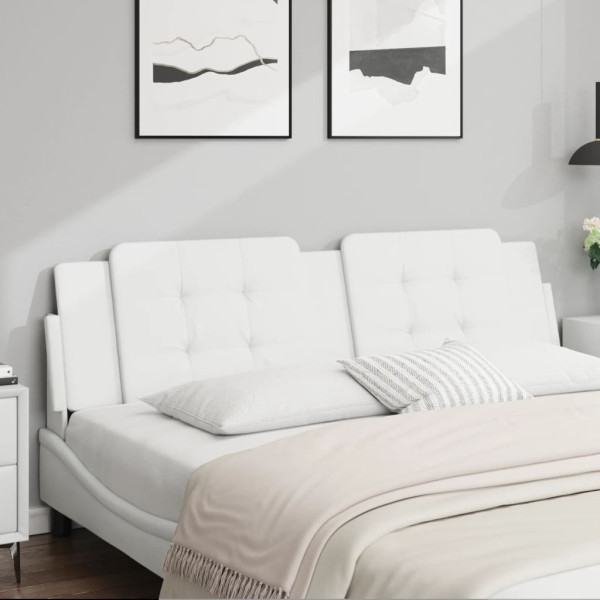 Cabeça de cama acolchoado branco couro sintético 180 cm D