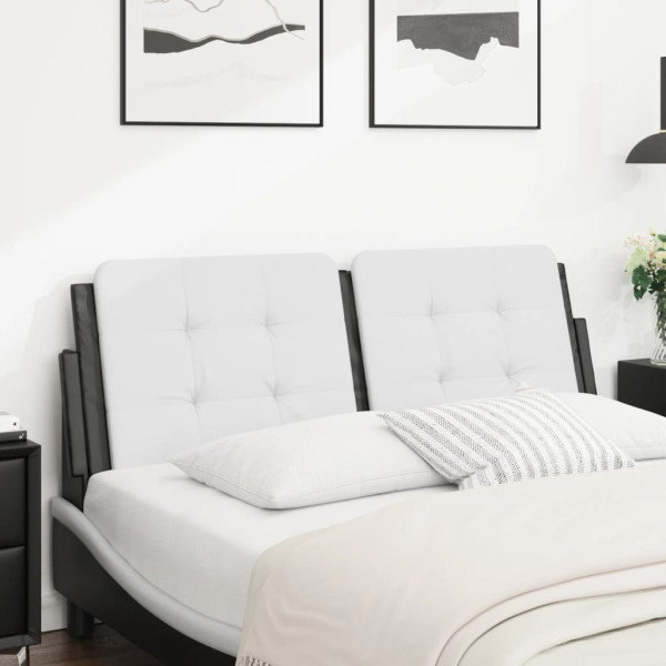 Cabecero de cama acolchado cuero sintético blanco negro 120 cm D