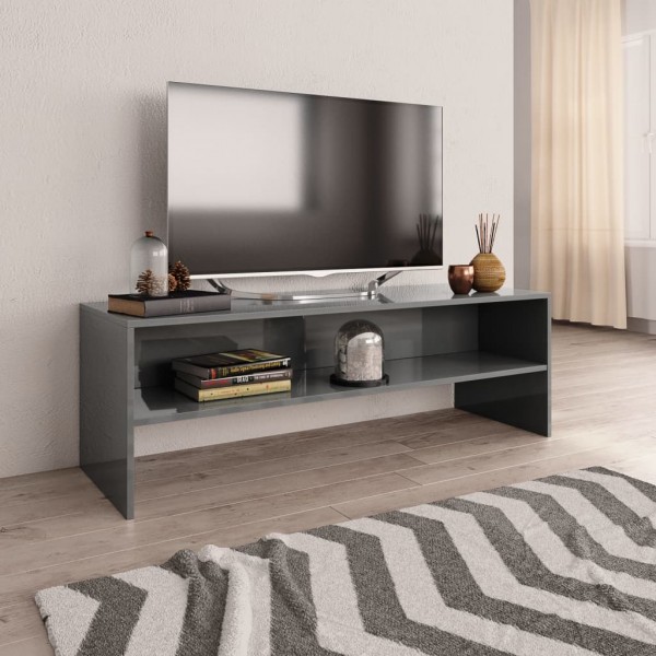 Mueble de TV madera contrachapada gris brillante 120x40x40 cm D