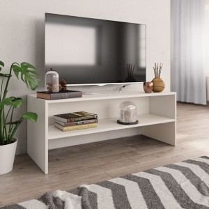 Mobiliário de televisão de madeira branco 100x40x40 cm D