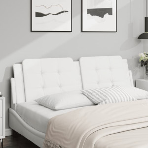 Cabecero de cama acolchado cuero sintético blanco 160 cm D