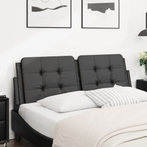 Cabeça de cama acolchoado couro sintético preto 120 cm D