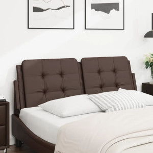 Cabecero de cama acolchado cuero sintético marrón 120 cm D