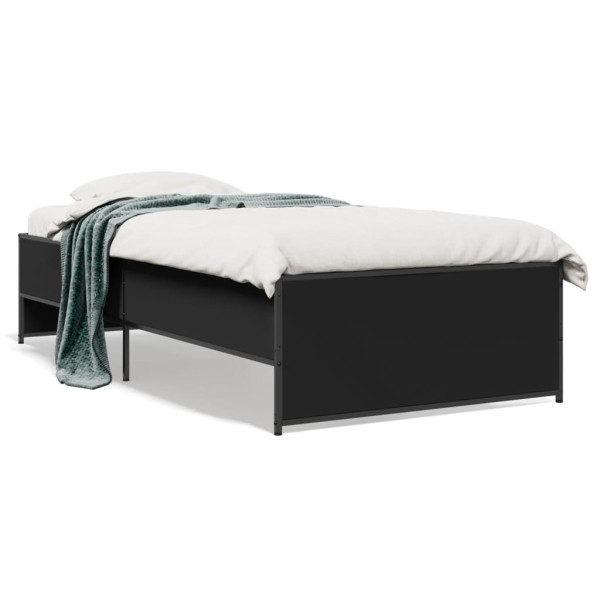 Estrutura de cama em madeira e metal preta 90x190 cm D