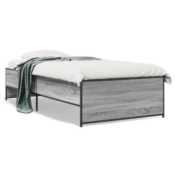 Estrutura de cama em madeira e metal cinza Sonoma 90x200 cm D