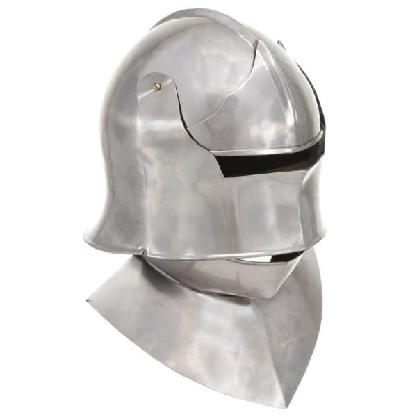 Réplica de casco de caballero medieval antiguo LARP acero plata D