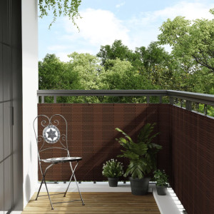 Toldo de varanda em rattan sintético castanho e preto 500x90 cm D