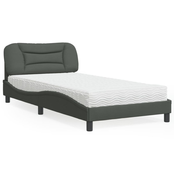 Cama com colchão tecido cinza escuro 100x200 cm D