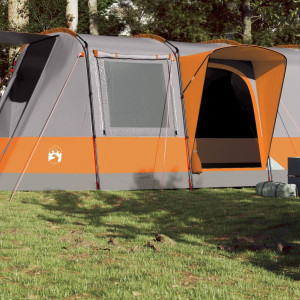 Tenda de camping com túnel 4 pessoas impermeável cinza laranja D