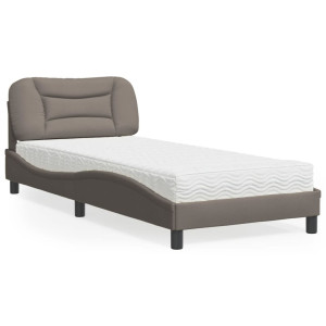 Cama con colchón tela gris taupe 90x200 cm D