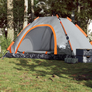 Barraca de acampamento cinza e laranja de abertura rápida para 5 pessoas D