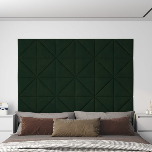 Paneles de pared 12 uds terciopelo verde oscuro 30x30cm 0.54 m² D