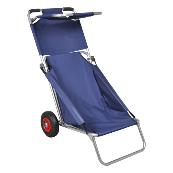 Carrito de playa portátil y plegable con ruedas azul D