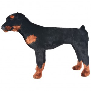 Brinquedo de montar cão rottweiler peluche preto e castanho XXL H