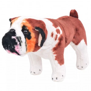 Perro bulldog de peluche de pie blanco y marrón XXL D