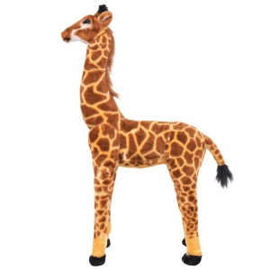Jirafa de peluche de pie marrón y amarillo XXL H