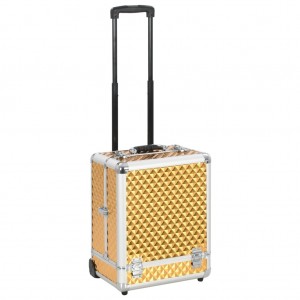 Maletín trolley de maquillaje aluminio dorado 35x29x45 cm D