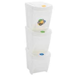 Cubos de lixo empilhados 3 polipropileno branco 75 L D