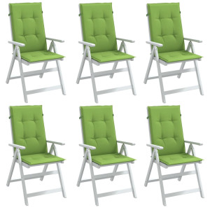 Cojines silla respaldo alto 6 uds tela verde melange 120x50x4cm D