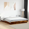 Estructura cama con luces LED madera roble ahumado 150x200 cm 4