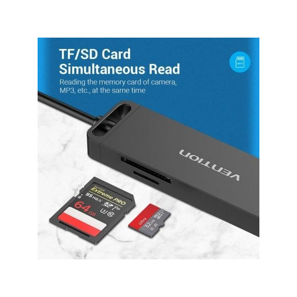 Docking usb 3.0 vention chvbb/ 3xusb/ 1xmicro usb pd/ 1xlector tarjetas sd y microsd/ negro M 4