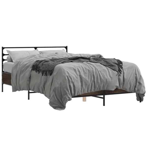 Estrutura cama madeira engenharia metal marrom carvalho 120x200 cm D