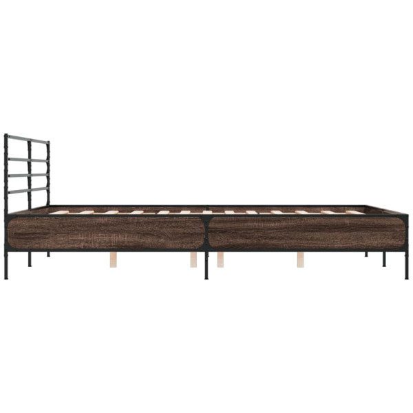 Estructura cama madera ingeniería metal marrón roble 120x200 cm M 5
