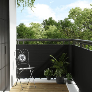 Toldo de varanda em rattan sintético preto 1000x80 cm D