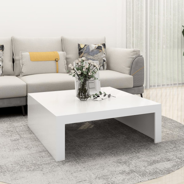 Mesa de centro madera contrachapada blanco 100x100x35 cm D