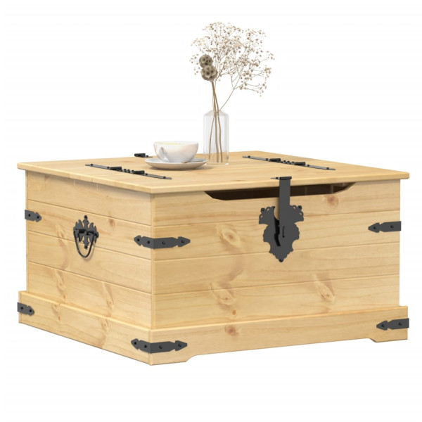 Caja de almacenaje Corona madera maciza de pino 78x78x45 cm D