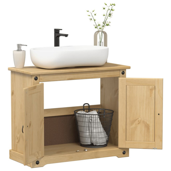 Mueble de lavabo de baño Corona madera maciza pino 73x33x60 cm D