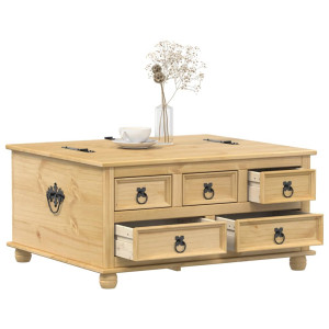 Caja de almacenaje Corona madera maciza de pino 90x78x45 cm D