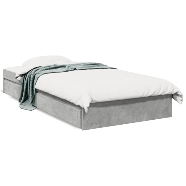 Cama com gavetas madeira engenharia cinza concreto 90x200 cm D