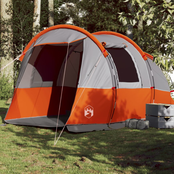 Tienda de camping con túnel 4 personas impermeable gris naranja D