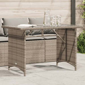 Mesa de jardín superficie de vidrio ratán PE gris 110x68x70 cm D